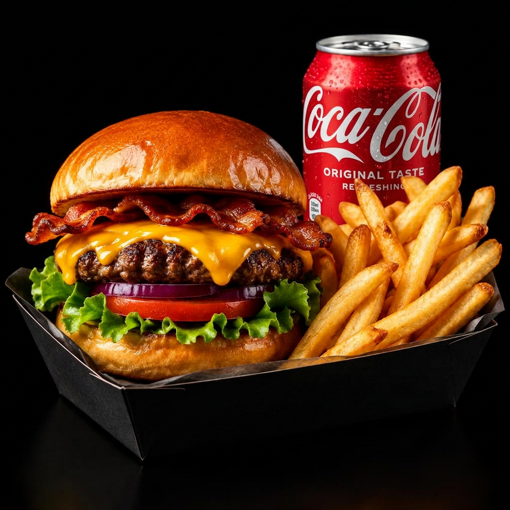 Flagship + Fritas Individual + Coca Lata