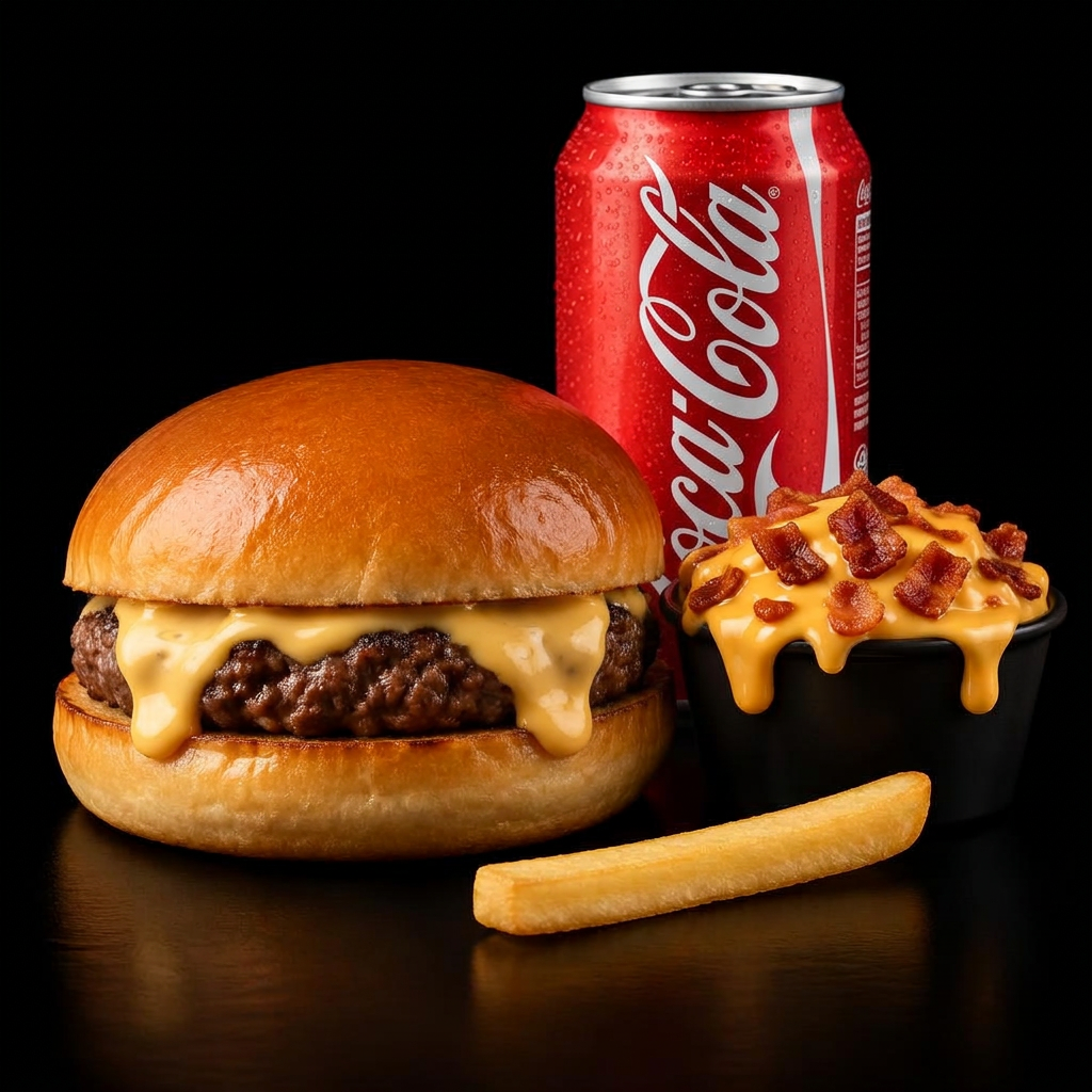Cheddar Cremoso + Fritas Individual + Coca Lata